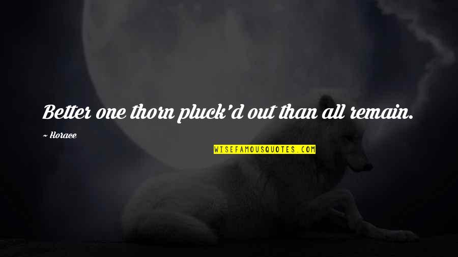 Objekat Pravi Quotes By Horace: Better one thorn pluck'd out than all remain.
