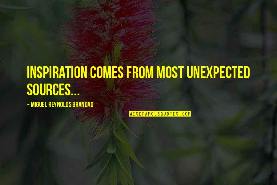 Obligingly Quotes By Miguel Reynolds Brandao: Inspiration comes from most unexpected sources...