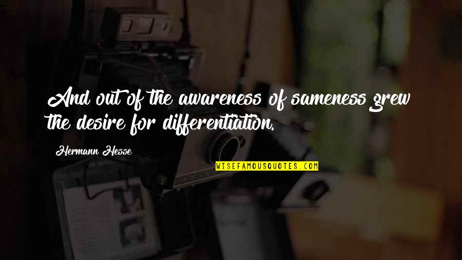 Oblina Quotes By Hermann Hesse: And out of the awareness of sameness grew
