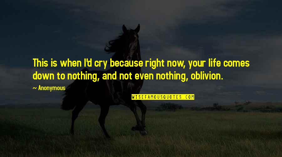 Oblivion Quotes By Anonymous: This is when I'd cry because right now,