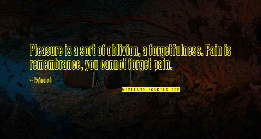 Oblivion Quotes By Rajneesh: Pleasure is a sort of oblivion, a forgetfulness. Oblivion Quotes By Rajneesh: Pleasure is a sort of oblivion, a forgetfulness.