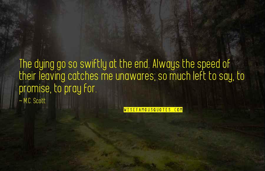 Oblivious Girlfriend Quotes By M.C. Scott: The dying go so swiftly at the end.