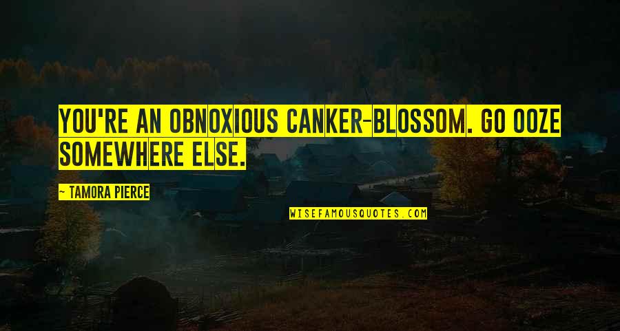 Obnoxious Quotes By Tamora Pierce: You're an obnoxious canker-blossom. Go ooze somewhere else.