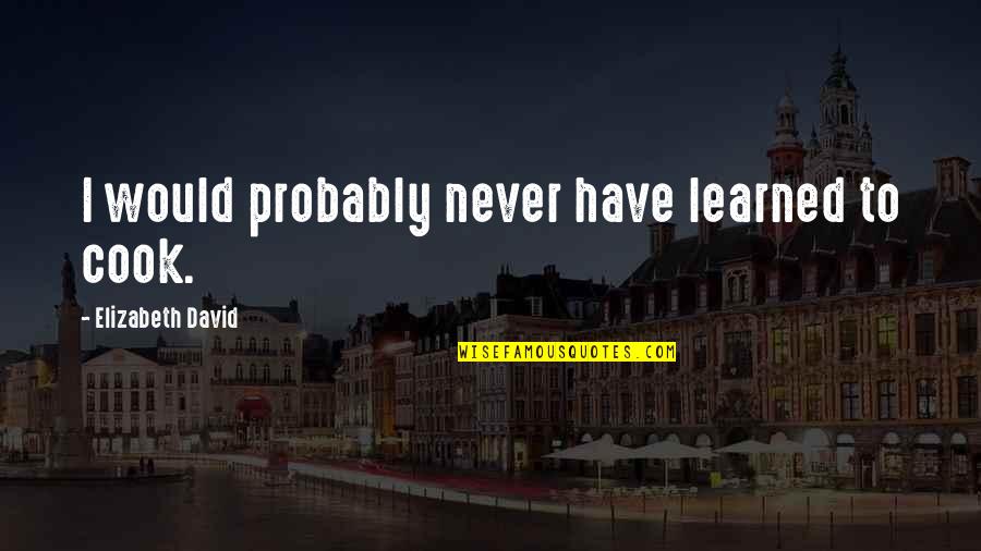 Obnoxious Woman Quotes By Elizabeth David: I would probably never have learned to cook.