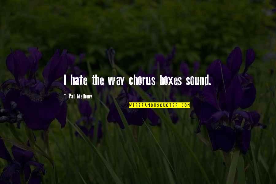 Obrambeni Mehanizmi Quotes By Pat Metheny: I hate the way chorus boxes sound. Obrambeni Mehanizmi Quotes By Pat Metheny: I hate the way chorus boxes sound.
