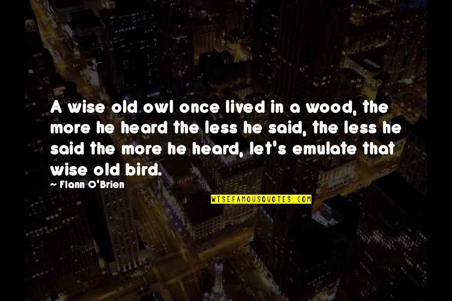O'brien's Quotes By Flann O'Brien: A wise old owl once lived in a