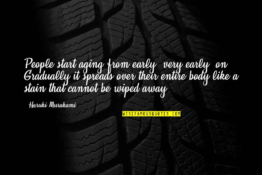 Obrigatorio Sinonimos Quotes By Haruki Murakami: People start aging from early, very early, on. Obrigatorio Sinonimos Quotes By Haruki Murakami: People start aging from early, very early, on.