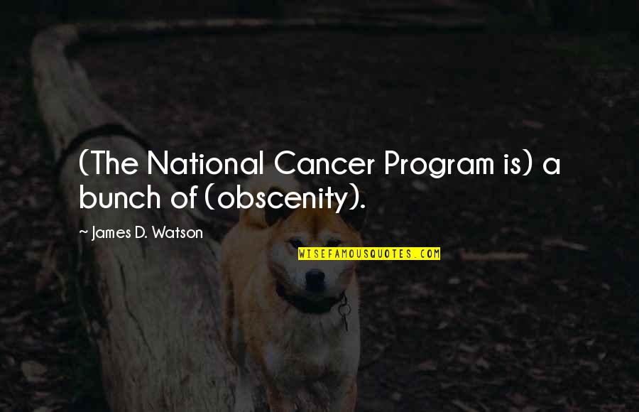 Obscenity Quotes By James D. Watson: (The National Cancer Program is) a bunch of