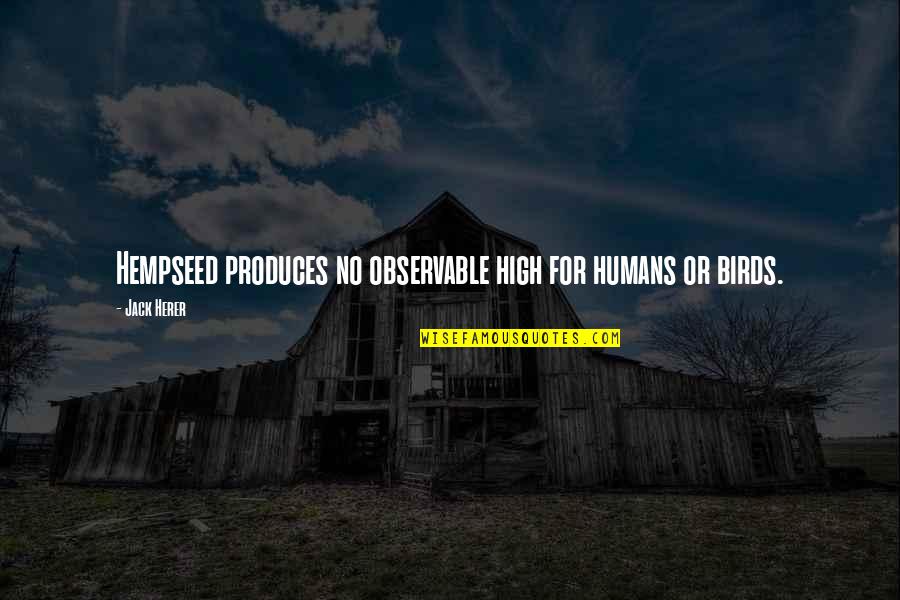 Observable Quotes By Jack Herer: Hempseed produces no observable high for humans or