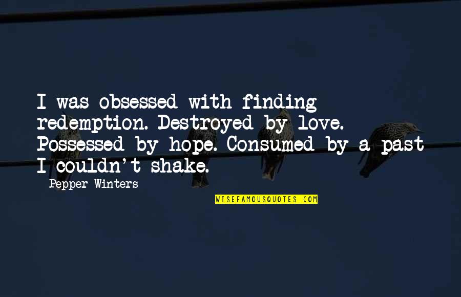 Obsessed Love Quotes By Pepper Winters: I was obsessed with finding redemption. Destroyed by