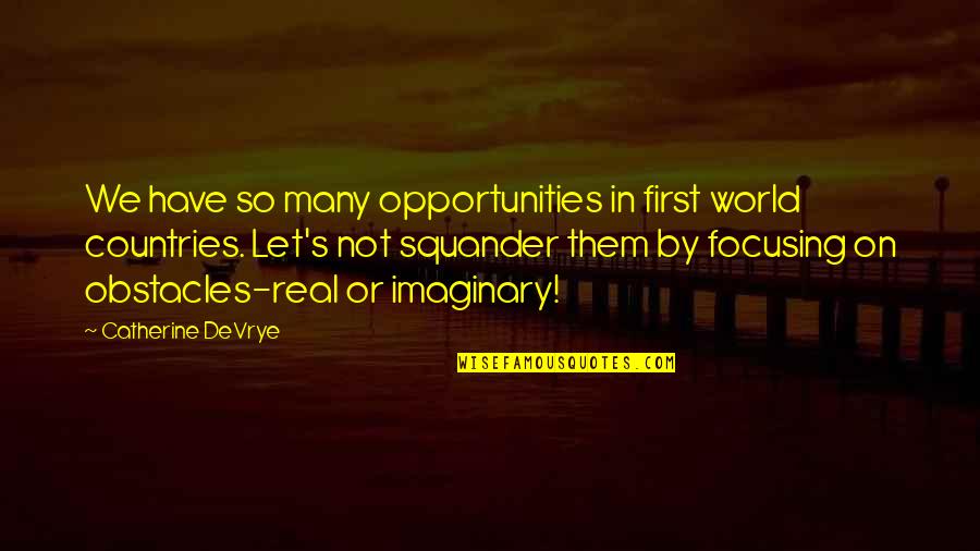 Obstacles And Opportunities Quotes By Catherine DeVrye: We have so many opportunities in first world