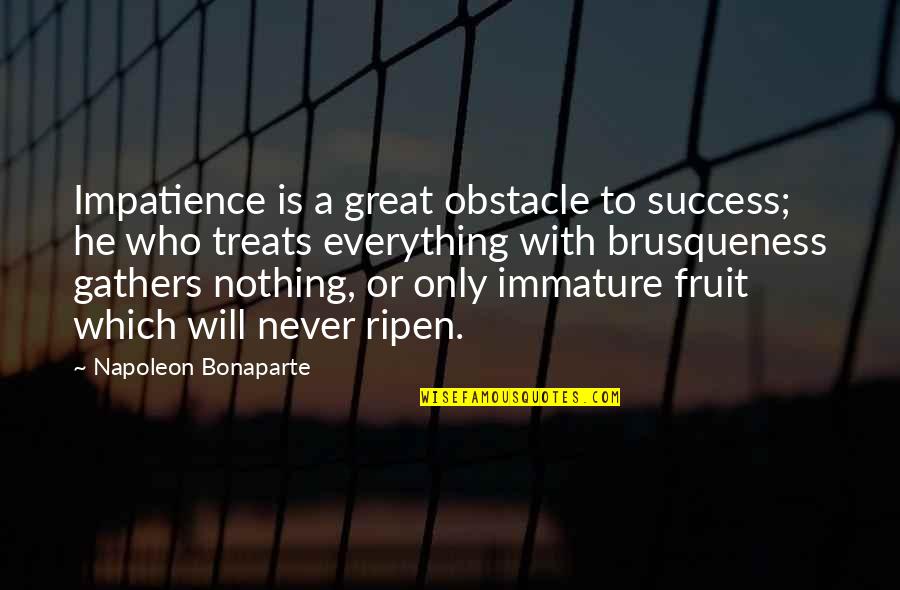 Obstacles And Success Quotes By Napoleon Bonaparte: Impatience is a great obstacle to success; he