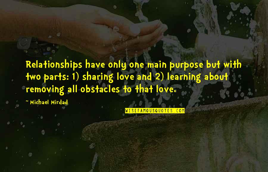 Obstacles In Relationships Quotes By Michael Mirdad: Relationships have only one main purpose but with