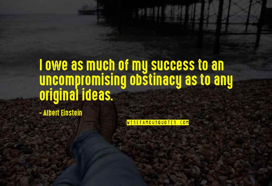 Obstinacy Quotes By Albert Einstein: I owe as much of my success to Obstinacy Quotes By Albert Einstein: I owe as much of my success to