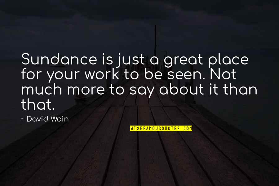 Obstruent Linguistics Quotes By David Wain: Sundance is just a great place for your Obstruent Linguistics Quotes By David Wain: Sundance is just a great place for your