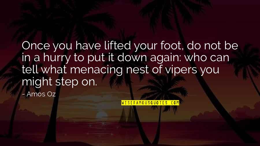 Obwohl Sentence Quotes By Amos Oz: Once you have lifted your foot, do not Obwohl Sentence Quotes By Amos Oz: Once you have lifted your foot, do not