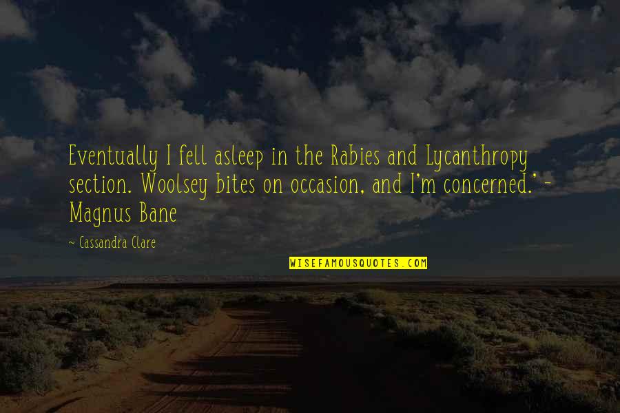 Occasion Quotes By Cassandra Clare: Eventually I fell asleep in the Rabies and