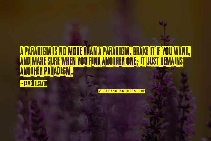 Occhicone Construction Quotes By Sameh Elsayed: A paradigm is no more than a paradigm.