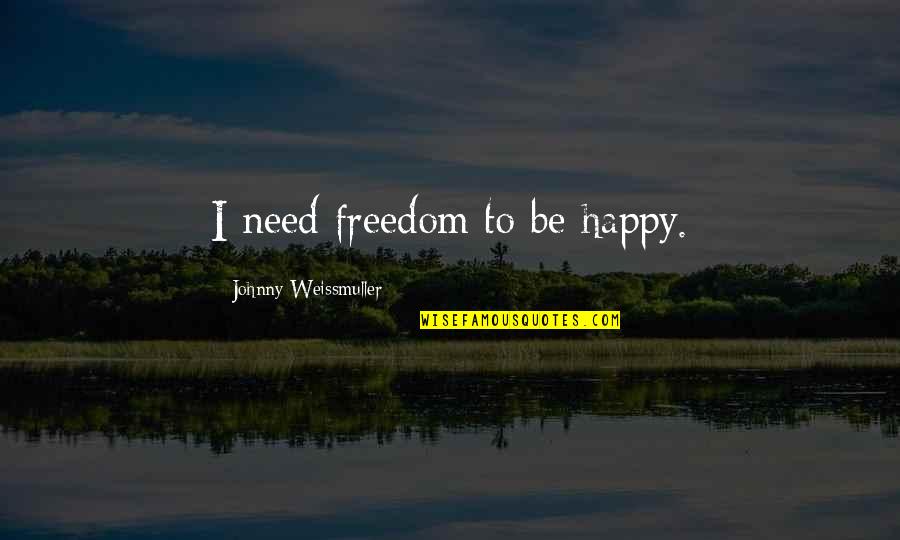 Occidentales English Quotes By Johnny Weissmuller: I need freedom to be happy. Occidentales English Quotes By Johnny Weissmuller: I need freedom to be happy.