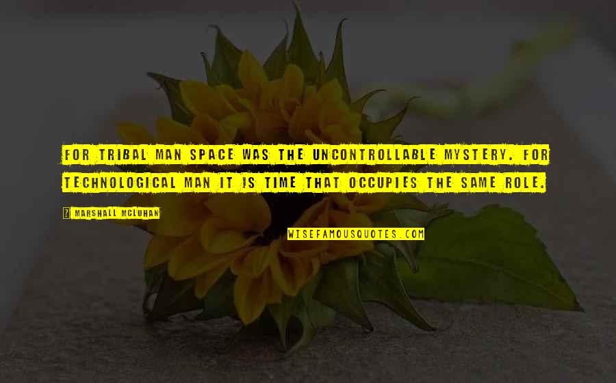 Occupies Space Quotes By Marshall McLuhan: For tribal man space was the uncontrollable mystery. Occupies Space Quotes By Marshall McLuhan: For tribal man space was the uncontrollable mystery.