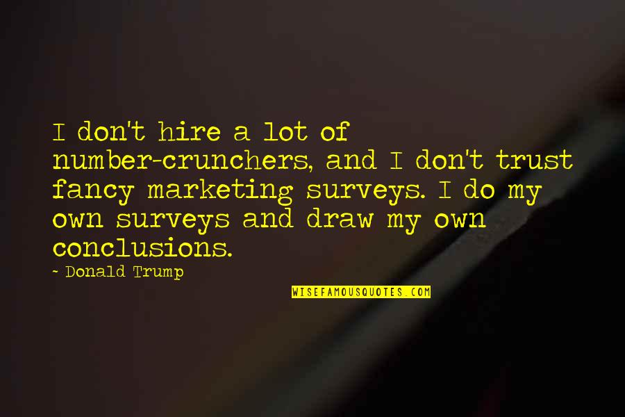 Occupod Quotes By Donald Trump: I don't hire a lot of number-crunchers, and