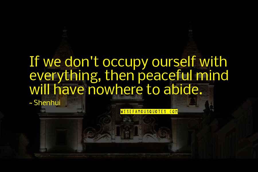 Occupy My Mind Quotes By Shenhui: If we don't occupy ourself with everything, then