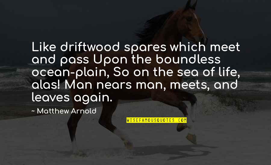 Ocean And Life Quotes By Matthew Arnold: Like driftwood spares which meet and pass Upon