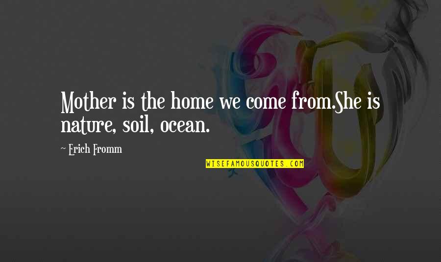 Ocean And Nature Quotes By Erich Fromm: Mother is the home we come from.She is
