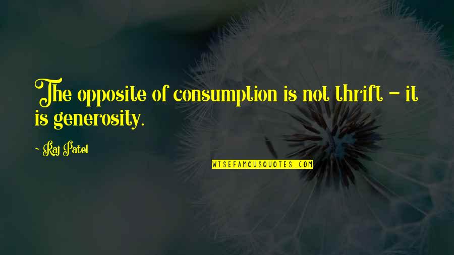 Ocean Biblical Quotes By Raj Patel: The opposite of consumption is not thrift -