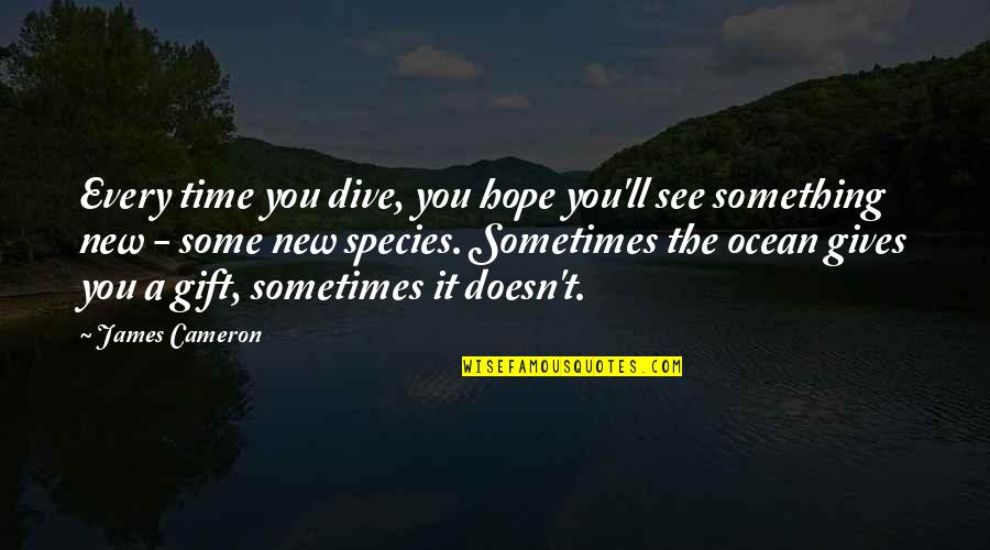 Ocean Exploring Quotes By James Cameron: Every time you dive, you hope you'll see