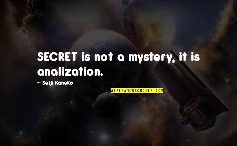 Ocean Friend Quotes By Seiji Kaneko: SECRET is not a mystery, it is analization.
