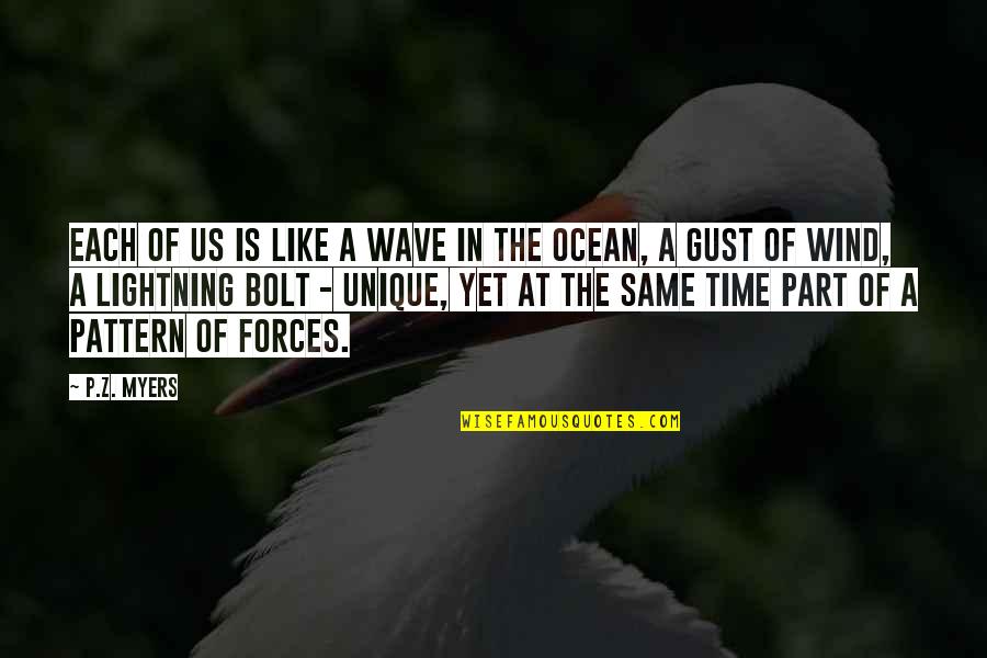 Ocean Of Time Quotes By P.Z. Myers: Each of us is like a wave in