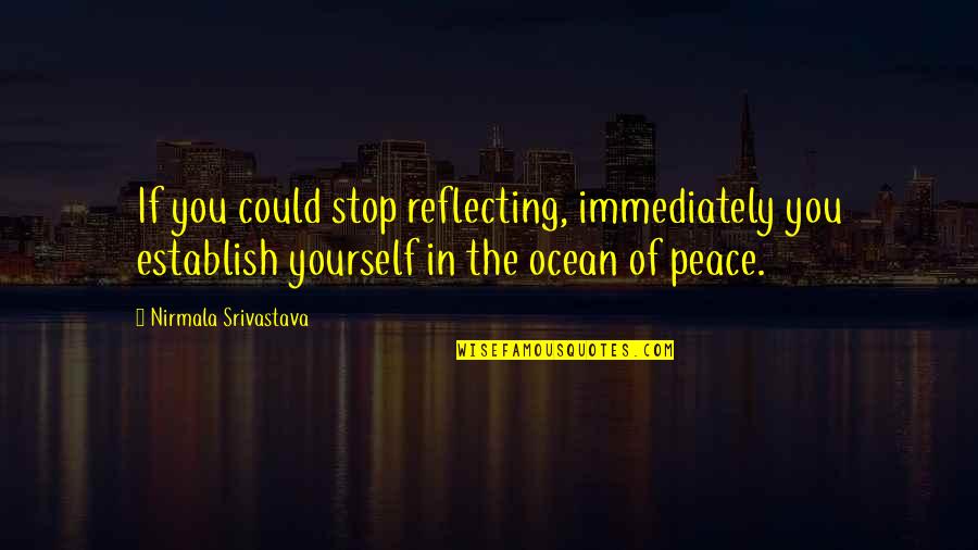 Ocean Wisdom Quotes By Nirmala Srivastava: If you could stop reflecting, immediately you establish Ocean Wisdom Quotes By Nirmala Srivastava: If you could stop reflecting, immediately you establish