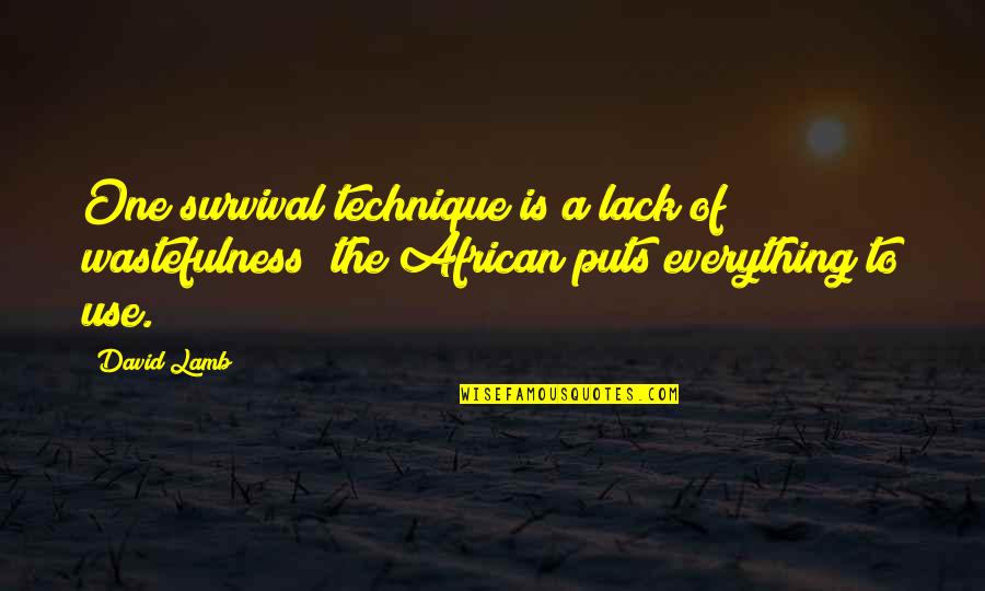 Oceanoholic Quotes By David Lamb: One survival technique is a lack of wastefulness;