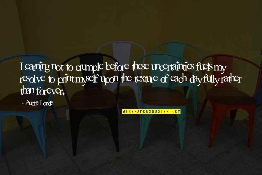 Oceans Meeting Quotes By Audre Lorde: Learning not to crumple before these uncertainties fuels