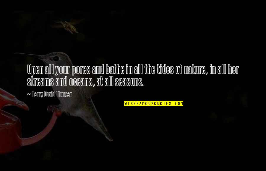 Oceans's Quotes By Henry David Thoreau: Open all your pores and bathe in all