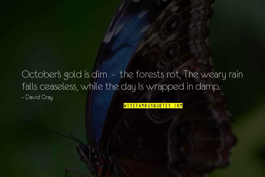 October 1 Quotes By David Gray: October's gold is dim - the forests rot,