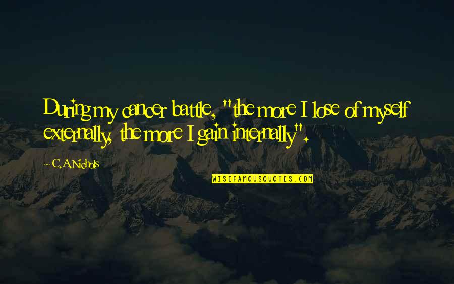 Odalys Fuentes Quotes By C.A.Nichols: During my cancer battle, "the more I lose Odalys Fuentes Quotes By C.A.Nichols: During my cancer battle, "the more I lose