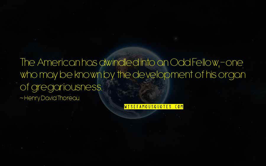 Odd American Quotes By Henry David Thoreau: The American has dwindled into an Odd Fellow,-one