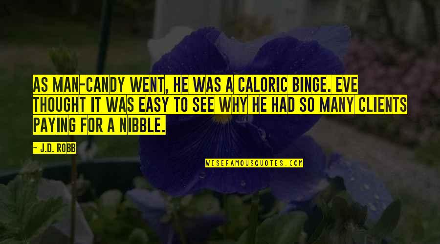 Odd Funny Quotes By J.D. Robb: As man-candy went, he was a caloric binge.