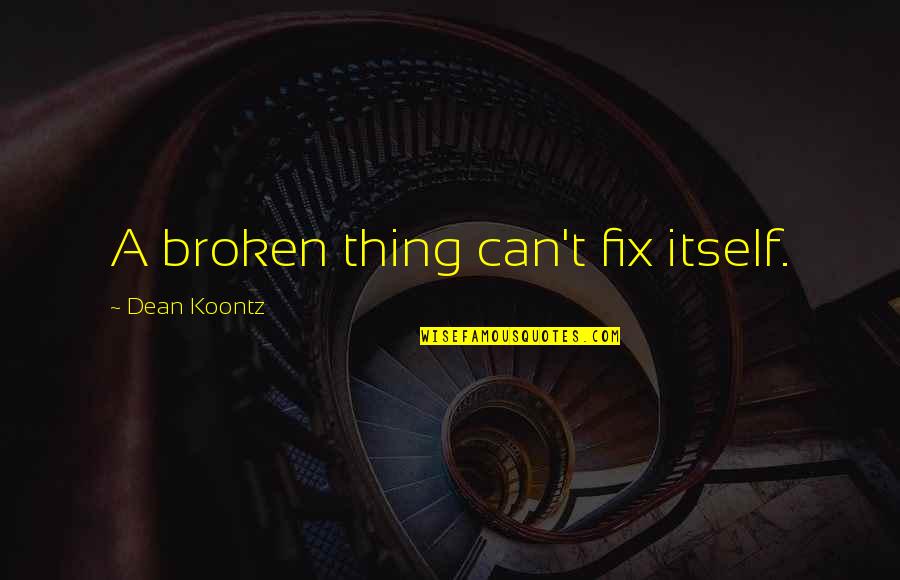 Odd Thomas Quotes By Dean Koontz: A broken thing can't fix itself.