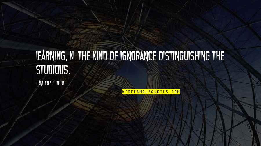 Odic Force Quotes By Ambrose Bierce: Learning, n. The kind of ignorance distinguishing the