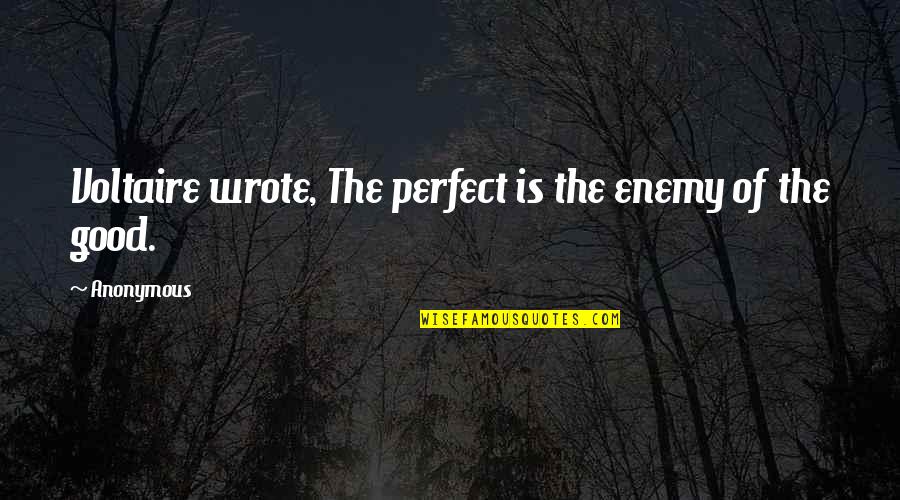 Odonnells Food Quotes By Anonymous: Voltaire wrote, The perfect is the enemy of