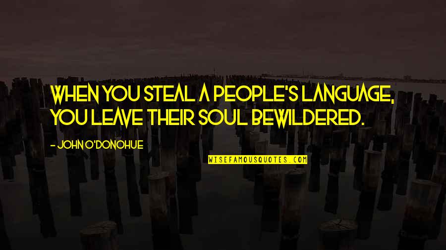 O'donohue Quotes By John O'Donohue: When you steal a people's language, you leave
