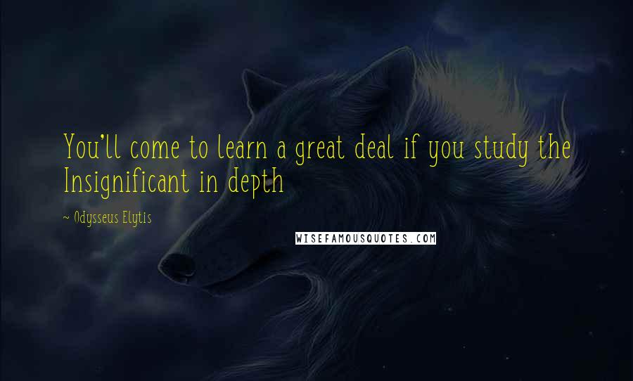 Odysseus Elytis quotes: You'll come to learn a great deal if you study the Insignificant in depth