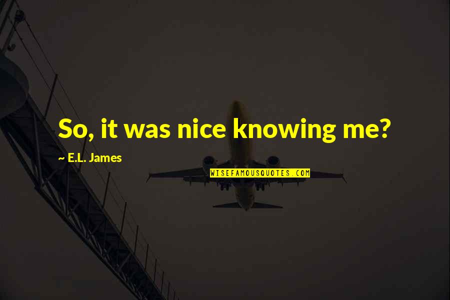 Oeuf Sparrow Quotes By E.L. James: So, it was nice knowing me? Oeuf Sparrow Quotes By E.L. James: So, it was nice knowing me?