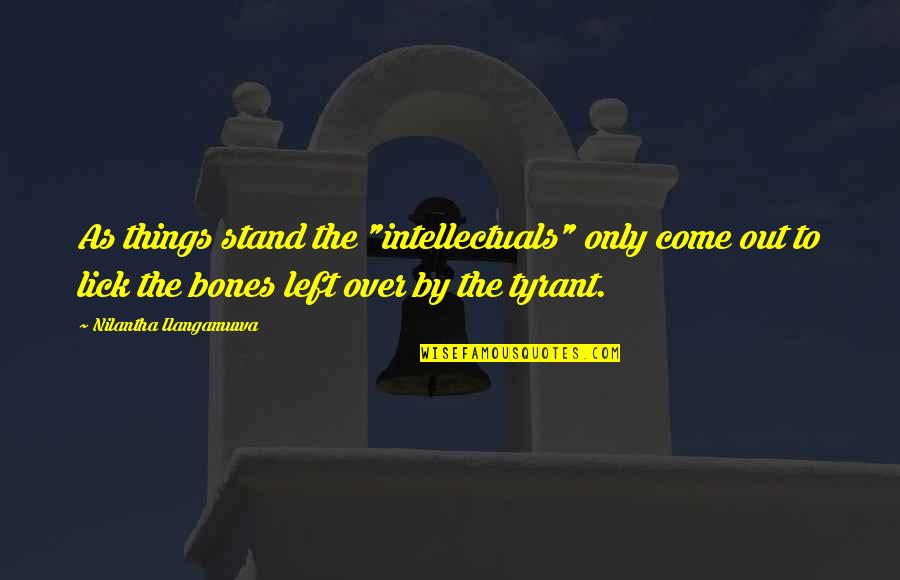 Of Bones Quotes By Nilantha Ilangamuwa: As things stand the "intellectuals" only come out