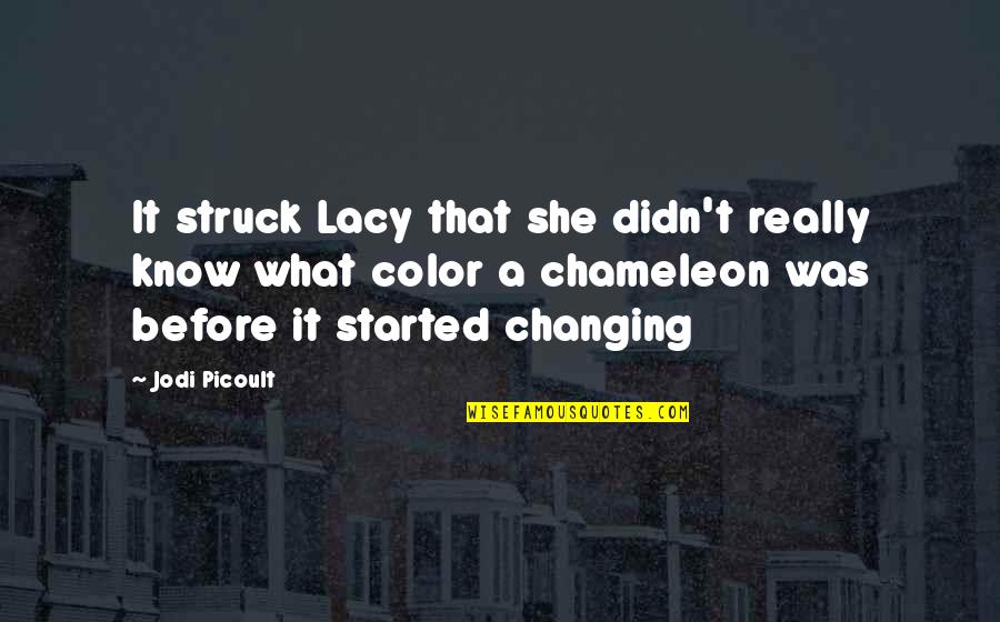 Off Color Quotes By Jodi Picoult: It struck Lacy that she didn't really know