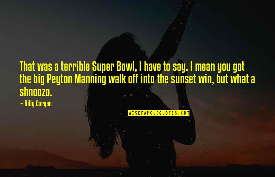 Off Into The Sunset Quotes By Billy Corgan: That was a terrible Super Bowl, I have