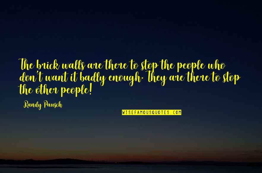 Off The Wall Inspirational Quotes By Randy Pausch: The brick walls are there to stop the